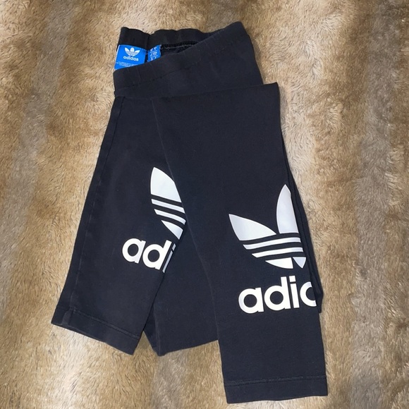 Black Adidas Leggings White Adidas Logo Size S - Picture 3 of 3